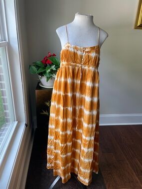 Sleeveless Tie-Dye Maxi Dress in Burnt Orange and White